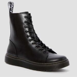 DR MARTENS Doc Zaniel Leather Lace Up Boots in Mono Black - Size 37